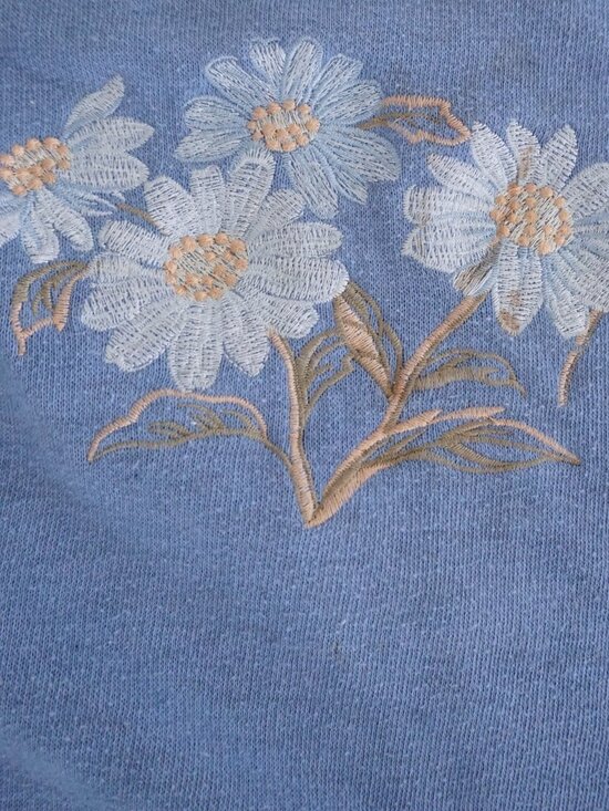 Vintage Alfred Dunner Blue Floral Knit Top Cottagecore Cotton Blend Sweater L - Picture 7 of 8